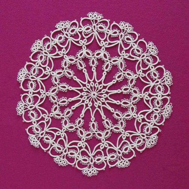Spitze – weisses Frivolité-Tischset 27 x 27 cm