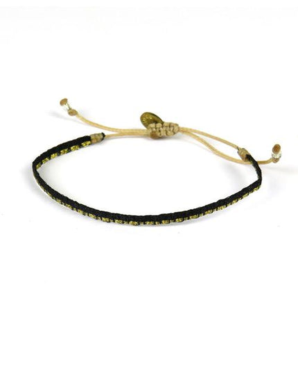 Bracelet Argentinas Fin Bandes Or et Motif Or sur Noir - Guanabana