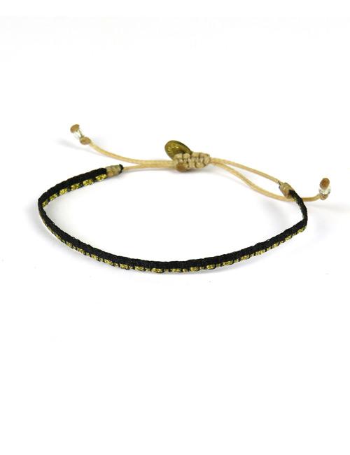 Bracelet Argentinas Fin Bandes Or et Motif Or sur Noir - Guanabana