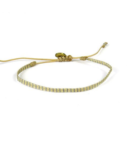 Bracelet Argentinas Fin Rayé Bleu Acier et Or sur Paille - Guanabana