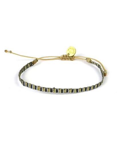 Bracelet Argentinas Fin Rayé Or-Argent-Bleu - Guanabana