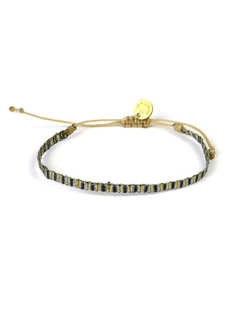 Bracelet Argentinas Fin Rayé Or-Argent-Bleu - Guanabana