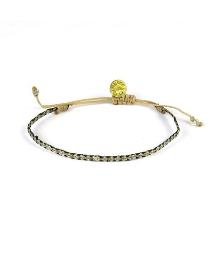 Bracelet Argentinas Fin Motif Or-Argent sur Noir - Guanabana