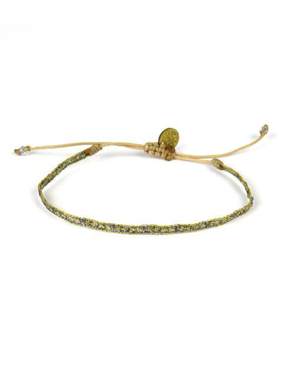 Bracelet Argentinas Fin Motif Bleu Acier et Or - Guanabana