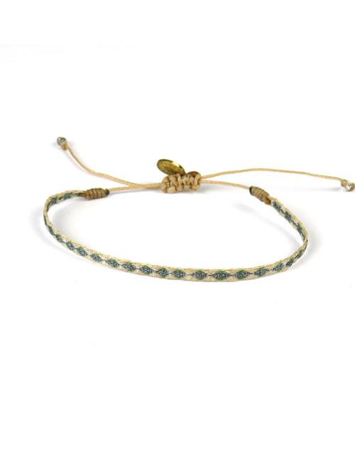 Bracelet Argentinas Fin Motif Bleu Acier sur Paille - Guanabana