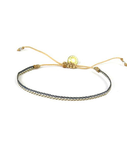 Bracelet Argentinas Fin Pointes Noires sur Bandes Grise et Paille - Guanabana