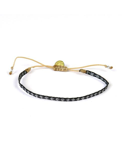 Bracelet Argentinas Fin Motif Argent sur Noir - Guanabana