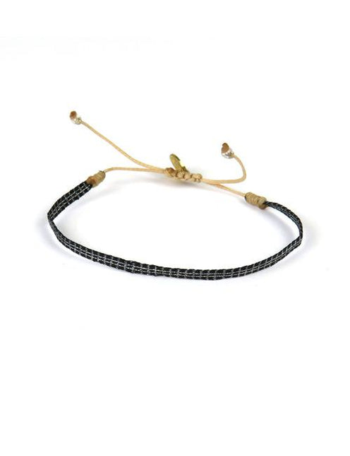 Bracelet Argentinas Fin Fil Gris sur Noir - Guanabana