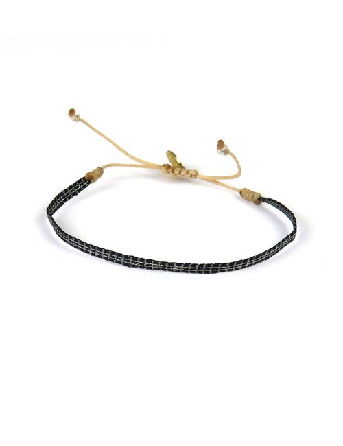 Bracelet Argentinas Fin Fil Gris sur Noir - Guanabana