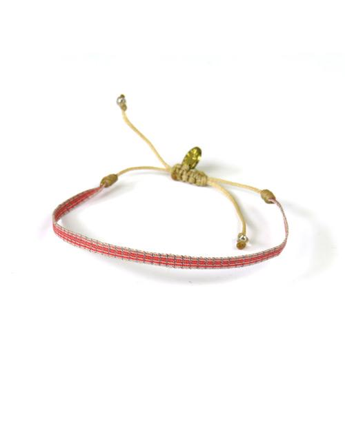 Bracelet Argentinas Fin Rouge et Argent sur Paille - Guanabana