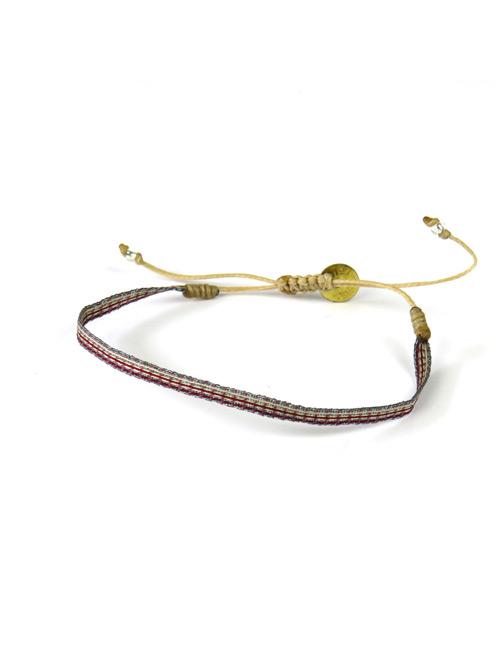 Bracelet Argentinas Fin Rayures Bordeaux Argent sur Paille - Guanabana