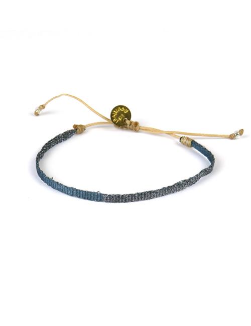 Bracelet Argentinas Fin Bicolore Bleu Acier et Gris - Guanabana