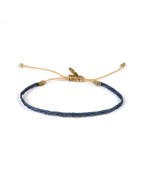 Bracelet Argentinas Fin Motif Bleu Acier sur Gris - Guanabana