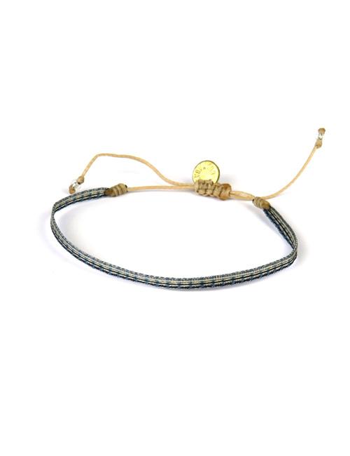 Bracelet Argentinas Fin Motif Bleu Acier et Noir sur Paille - Guanabana