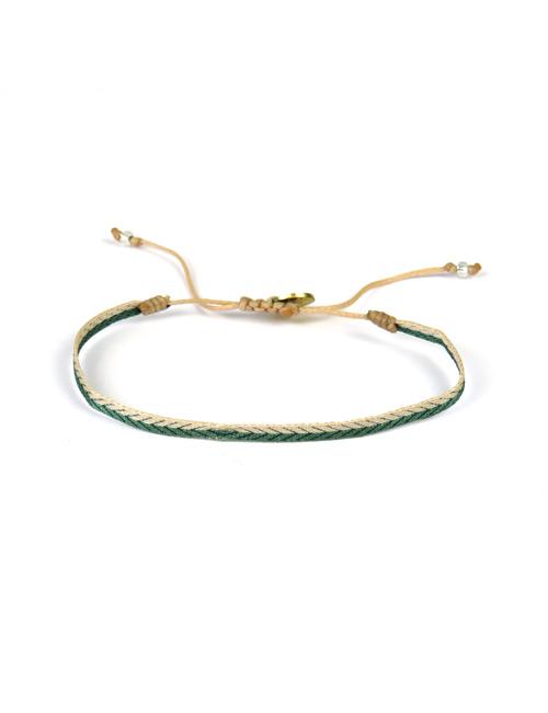 Bracelet Argentinas Fin Pointes sur Bandes Verte et Paille - Guanabana