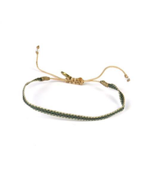 Bracelet Argentinas Fin Motif Vert et Noir sur Paille - Guanabana