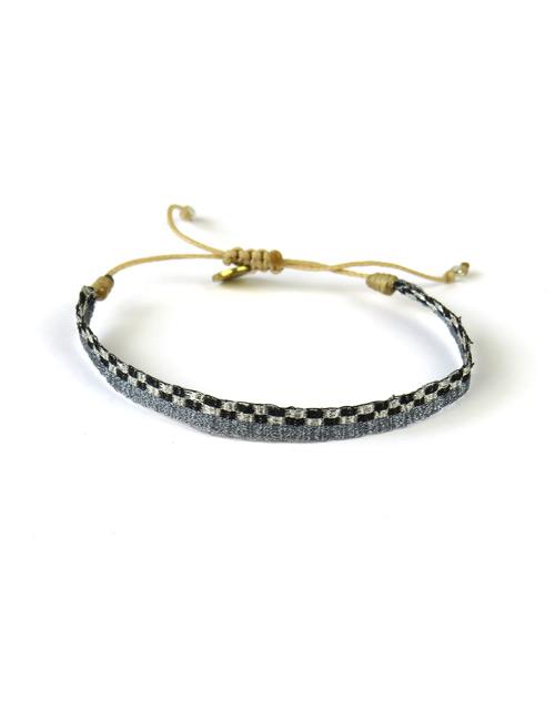 Bracelet Argentinas Moyen Motif Argent Noir et Gris- Guanabana
