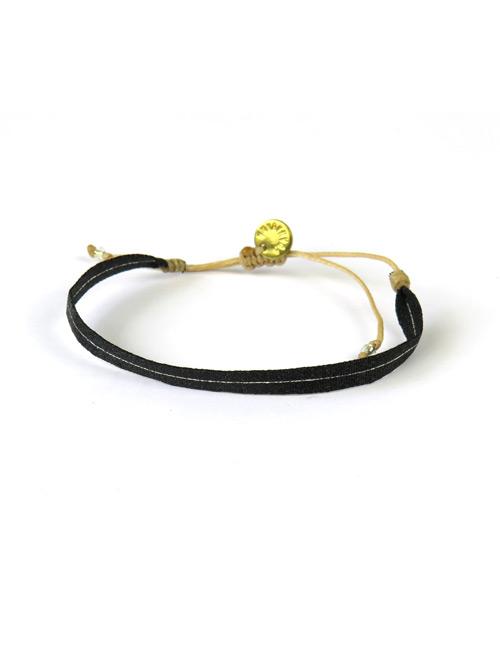 Bracelet Argentinas Moyen Ligne Argent sur Noir - Guanabana