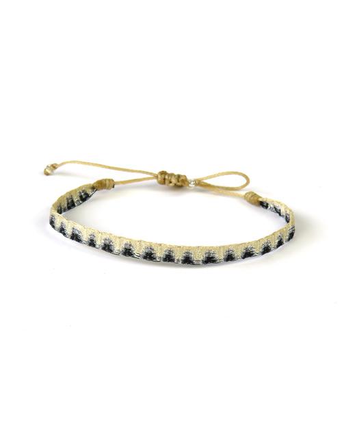 Bracelet Argentinas Moyen Motifs Noir Argent sur Paille - Guanabana