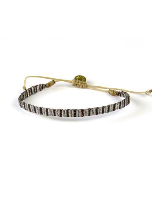 Bracelet Argentinas Moyen Rayures Noir Argent Bronze - Guanabana