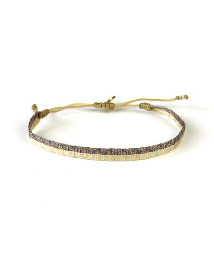 Bracelet Argentinas Moyen Bandes Paille et Gris Bronze - Guanabana