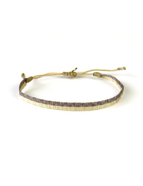 Bracelet Argentinas Moyen Bandes Paille et Gris Bronze - Guanabana