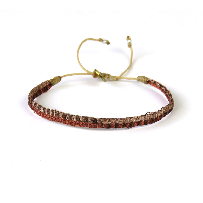 Mittelgrosses Handgewebtes Armband in Bronzetönen – Guanabana