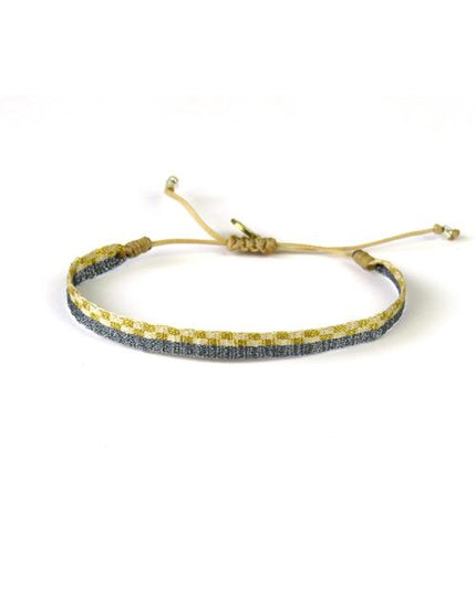 Bracelet Argentinas Moyen Bandes Gris et Or Paille - Guanabana