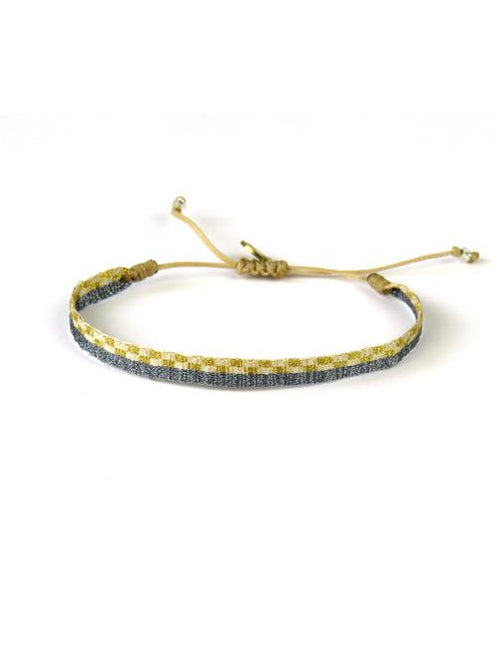 Bracelet Argentinas Moyen Bandes Gris et Or Paille - Guanabana