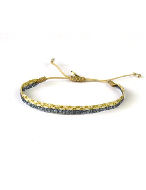 Bracelet Argentinas Moyen Bandes Gris et Or Paille - Guanabana