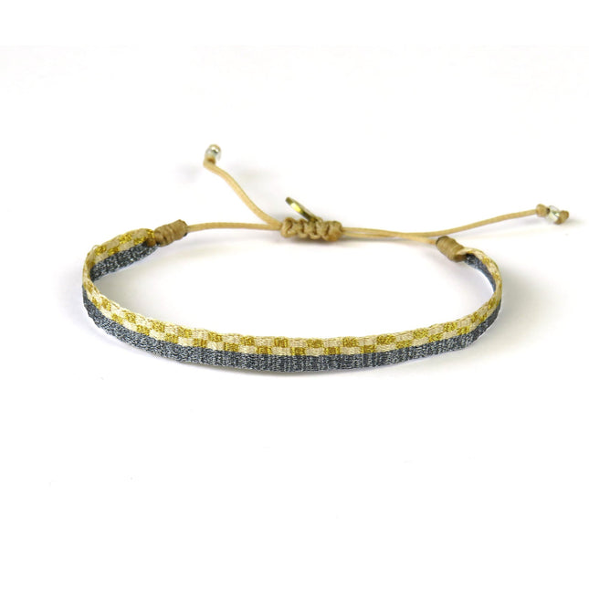 Mittelgrosses Handgewebtes Armband in Goldtönen - Guanabana