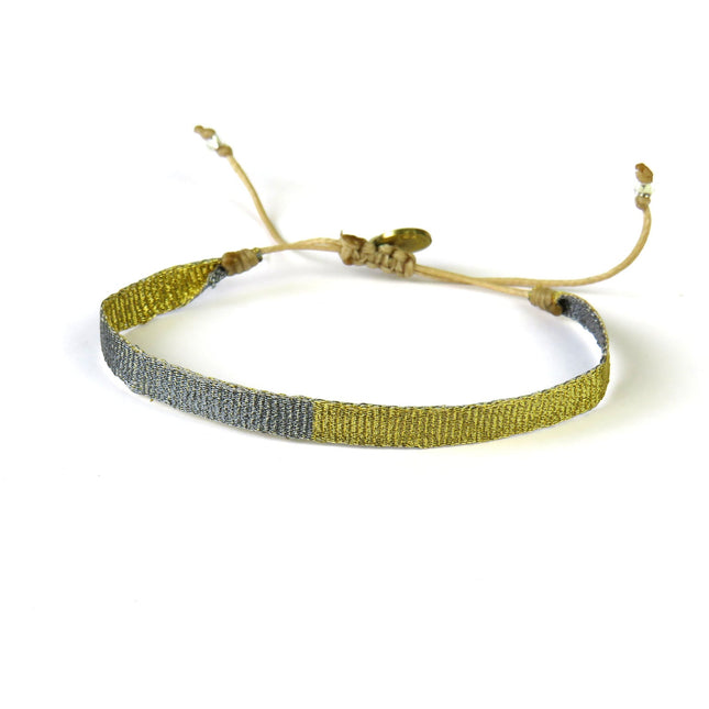 Mittelgrosses Handgewebtes Armband in Goldtönen - Guanabana