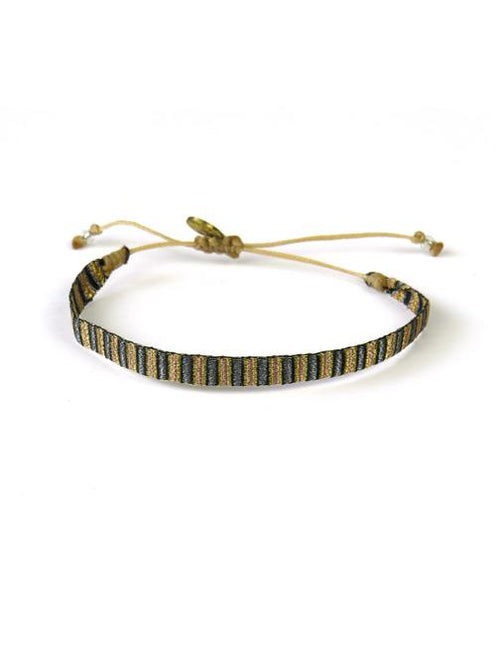 Bracelet Argentinas Moyen Rayures Gris Or et Noir - Guanabana