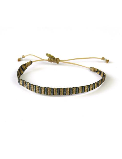 Bracelet Argentinas Moyen Rayures Gris Or et Noir - Guanabana