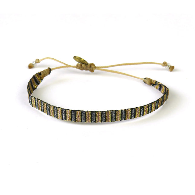 Mittelgrosses Handgewebtes Armband in Goldtönen - Guanabana