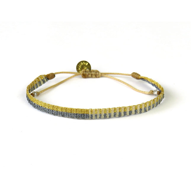 Mittelgrosses Handgewebtes Armband in Goldtönen - Guanabana