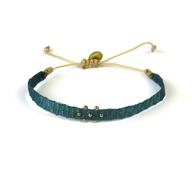 Handgewebtes Armband in Blau- und Grüntönen - Guanabana