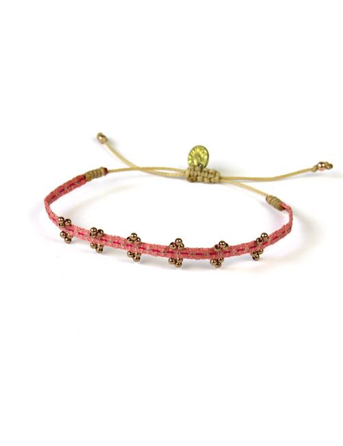 Bracelet Olympia Fin Billes Or Rose sur Rouge et Or - Guanabana