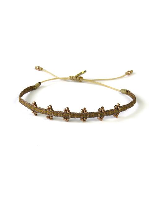 Bracelet Olympia Fin Billes Or Rose sur Bronze Tissé - Guanabana