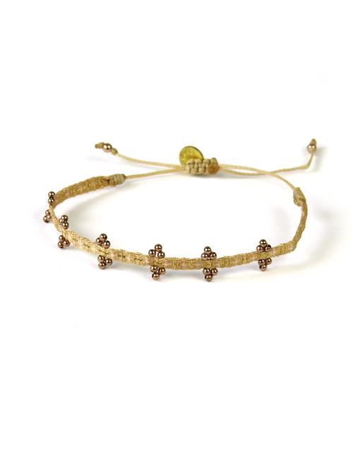 Bracelet Olympia Fin Billes Or Rose sur Paille - Guanabana