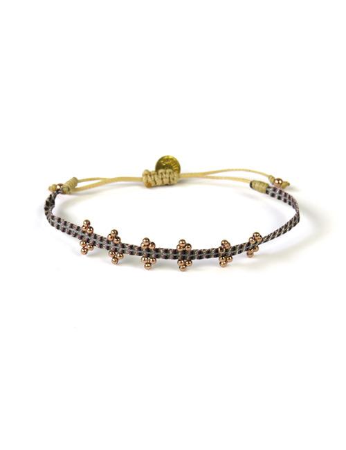 Bracelet Olympia Fin Billes Or Rose sur Rayures Bronze Argent - Guanabana