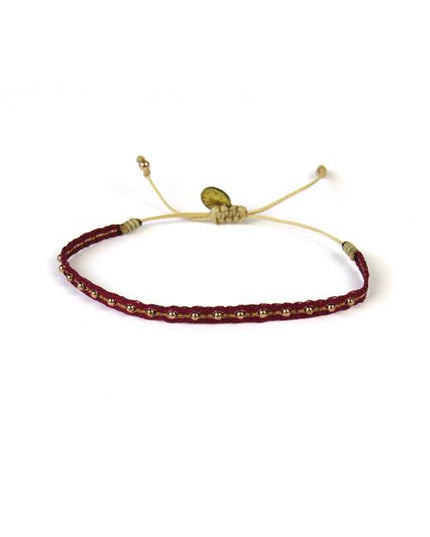 Bracelet Fontana Fin Billes Or Rose sur Bordeaux - Guanabana