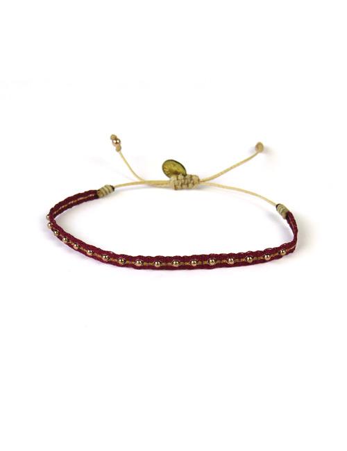 Bracelet Fontana Fin Billes Or Rose sur Bordeaux - Guanabana