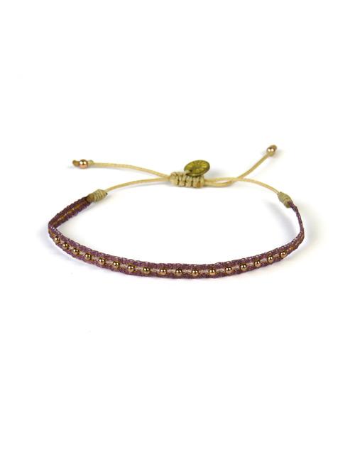 Bracelet Fontana Fin Billes Or Rose sur Bronze Foncé - Guanabana