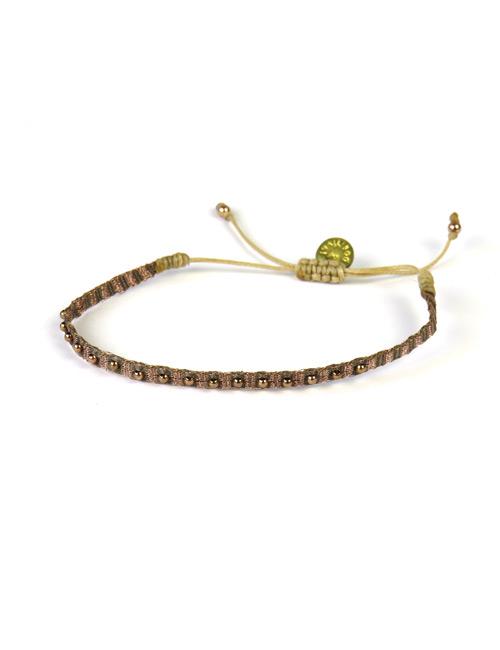 Bracelet Fontana Fin Billes Or Rose sur Rayures Bronze - Guanabana