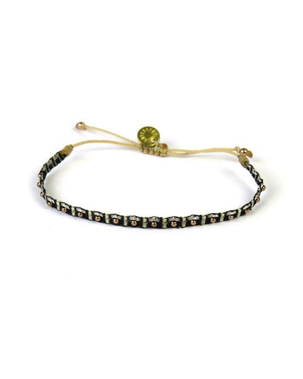 Bracelet Fontana Fin Billes Or Rose sur Noir et Argent - Guanabana