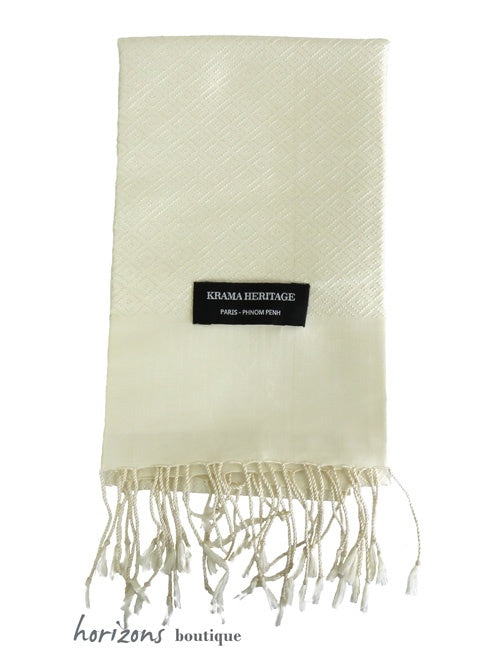Le Krama en Soie Diamond Ivoire