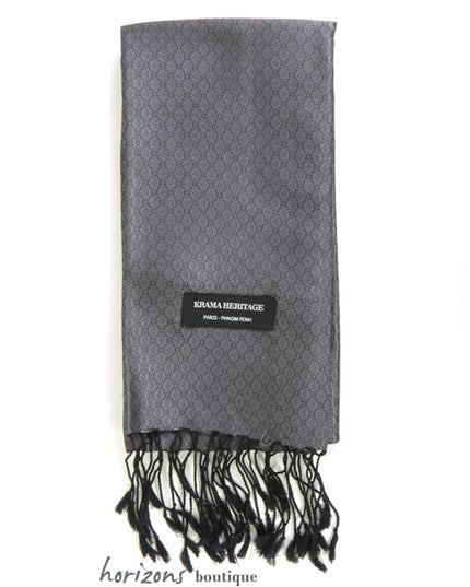 Le Krama en Soie Jasmin Noir