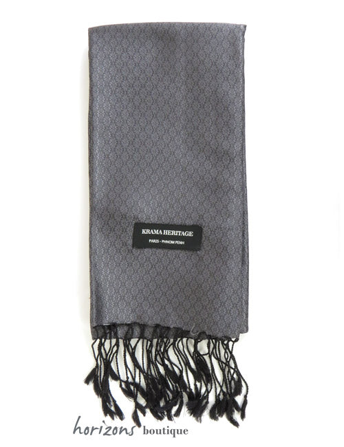 Le Krama en Soie Jasmin Noir