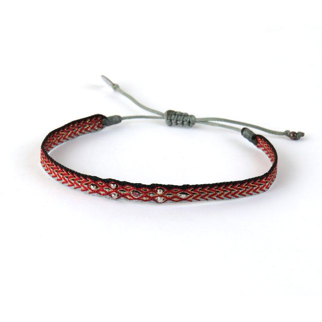 Bracelet tissé main "Fleur" avec Billes en Or - LeJu